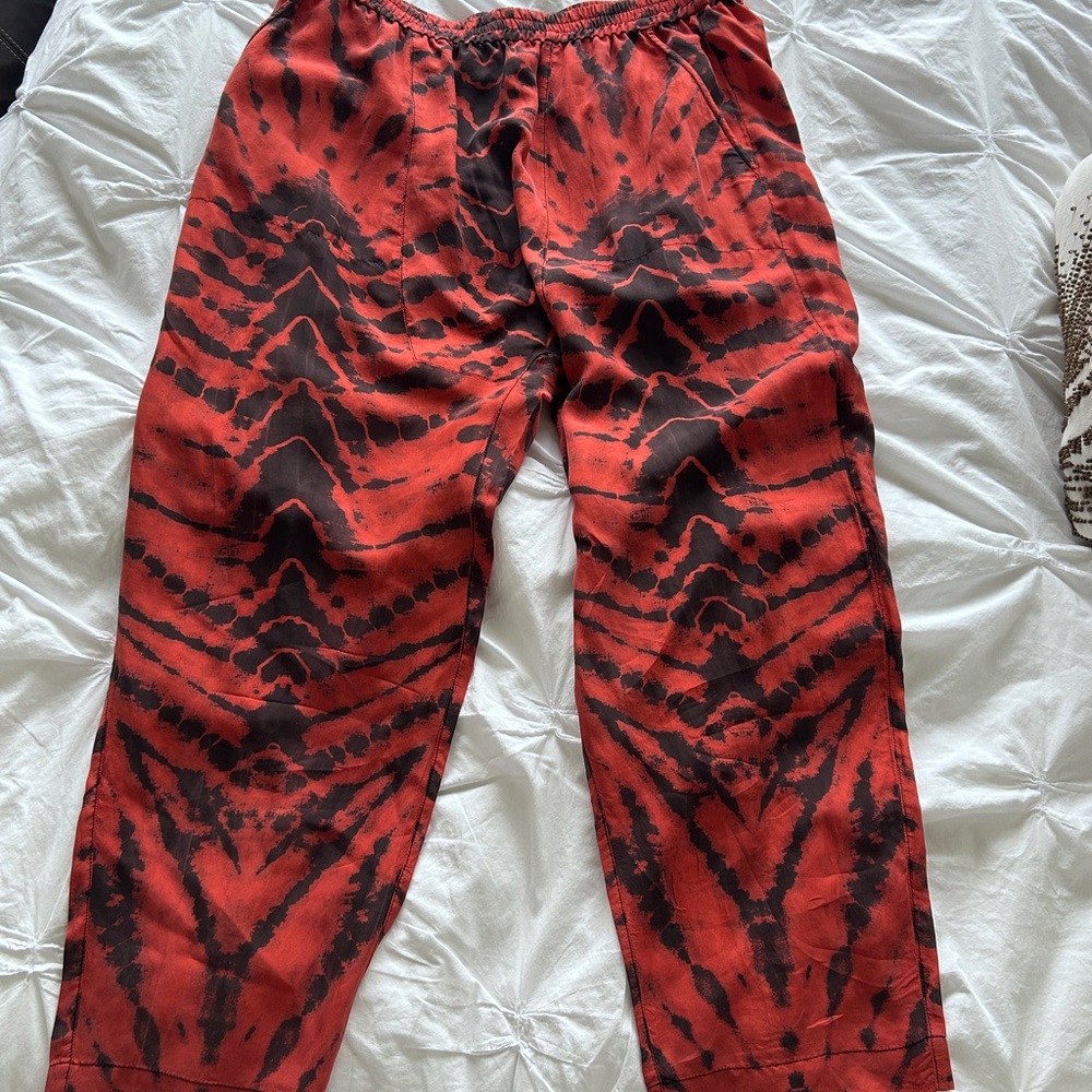Raquel Allegra Red and Black Tie-Dye Pants